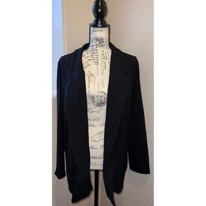 Lush Novak Crepe Blazer Womens Long Sleeve Black Lightweight Classic